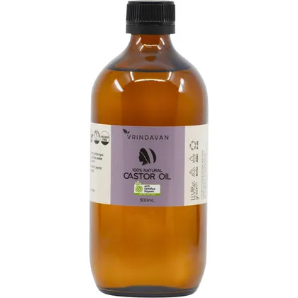 Vrindavan Certified Organic Castor Oil 100mL, 200mL Or 500mL, Cold Pressed & Hexane Free - Image 3