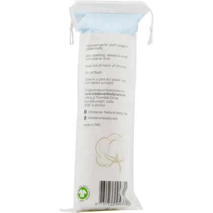 Vrindavan Certified Organic Cotton Pads 100 Pcs, Hypoallergenic & Chemical Free - Image 2