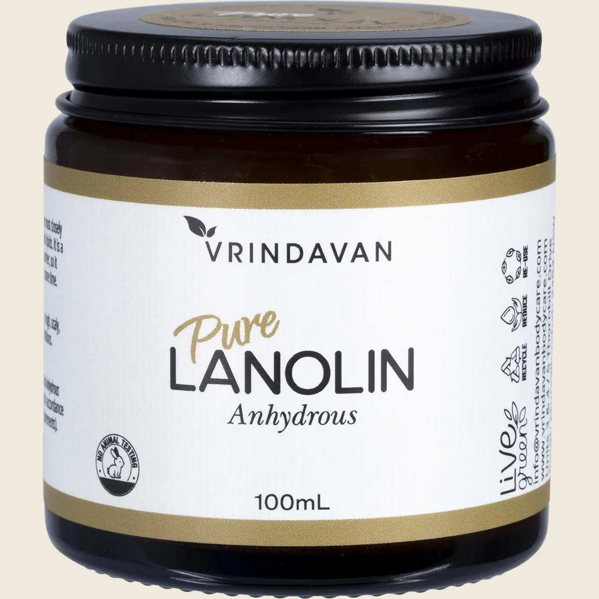 Vrindavan Pure Lanolin Anhydrous 100mL, Multi-Purpose Skin Balm