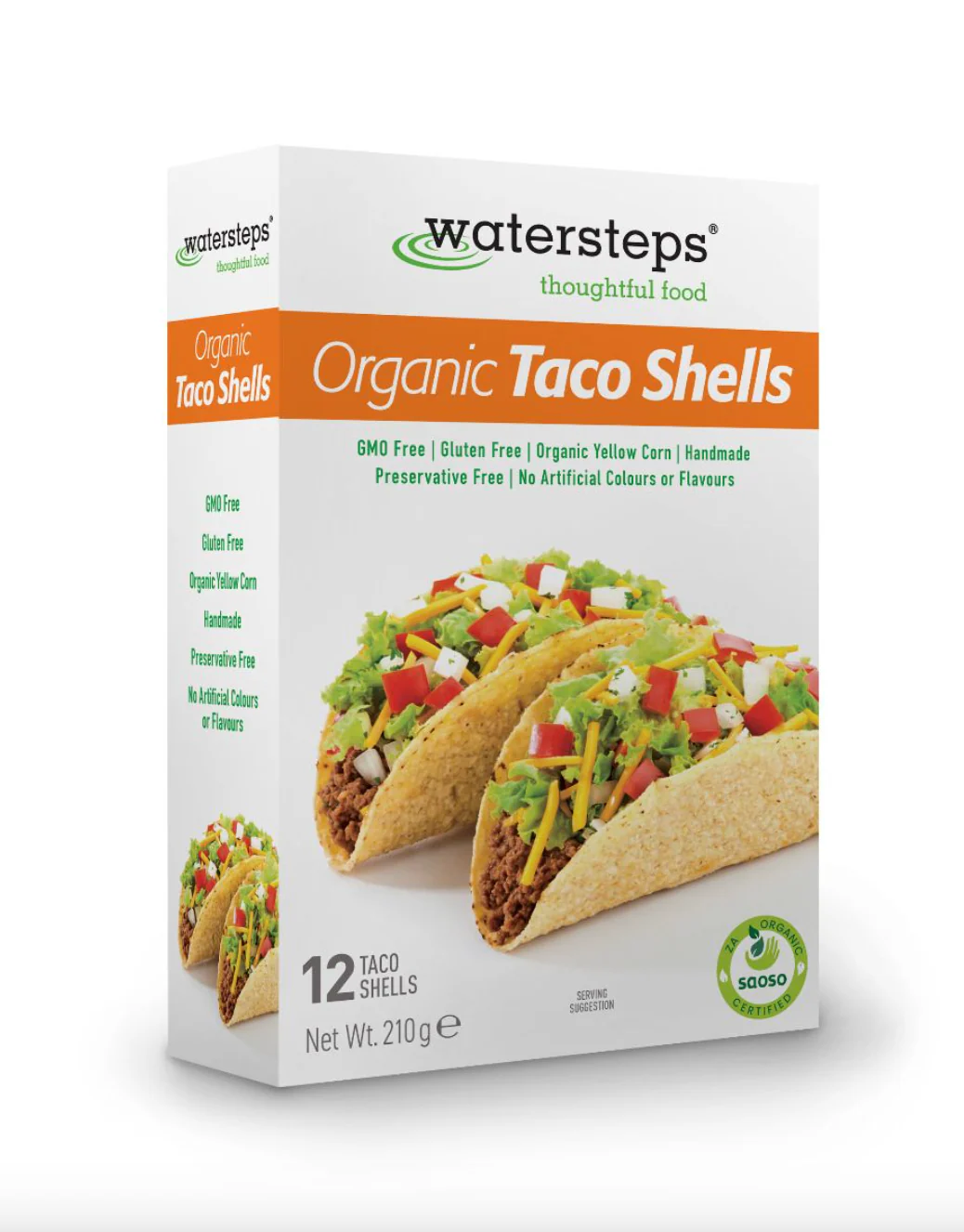 Watersteps Organic Taco Shells 210g {Includes 12 Shells}, Crispy & Delicious