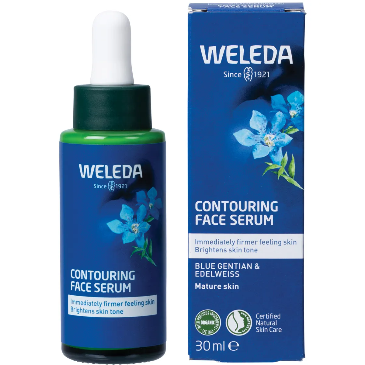 Weleda Contouring Face Serum Blue Gentian & Edelweiss 30mL, Immediately Firmer Feeling Skin