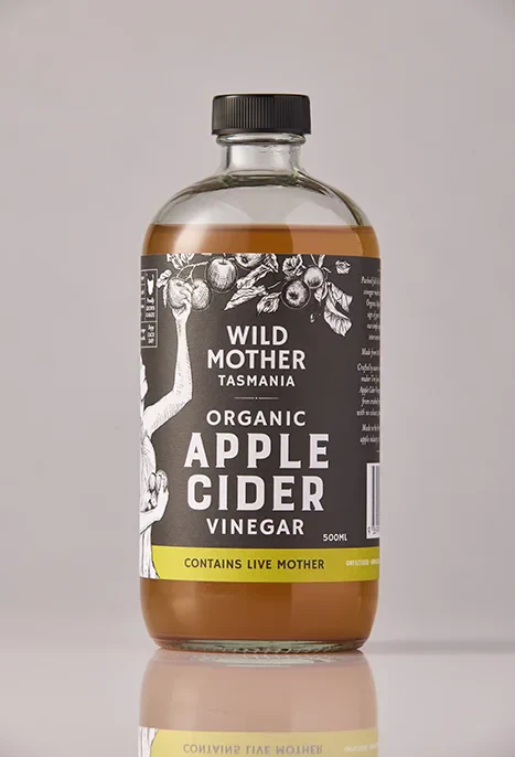 Wild Mother Tasmania Organic Apple Cider Vinegar 500mL, Contains Live Mother