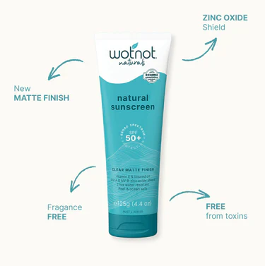 Wotnot Naturals Natural Sunscreen SPF 50+Broad Spectrum 125g, Clear Matte Finish - Image 2