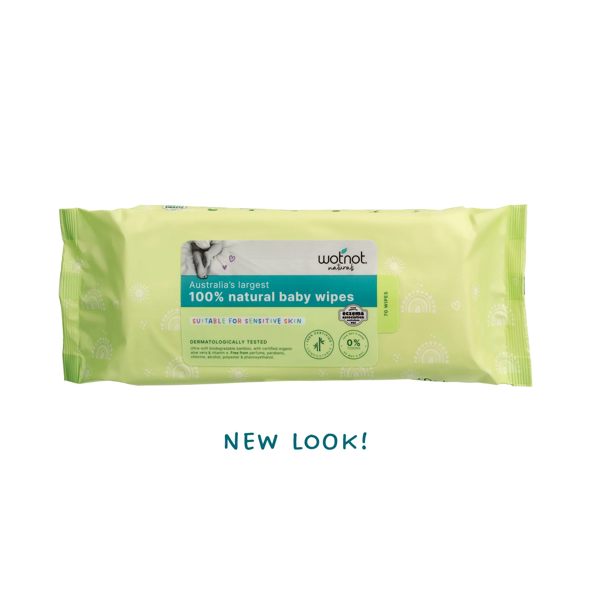 Wotnot Naturals 100% Natural Baby Wipes 70 Pack, Alcohol Free & Biodegradable - Image 3