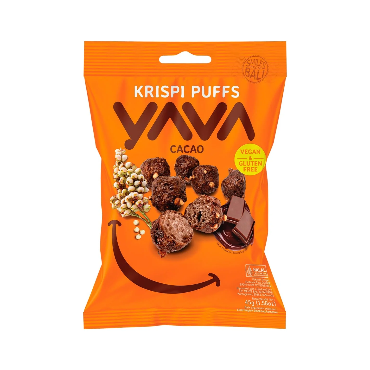 Yava Krispi Puffs 45g, Cacao Flavour