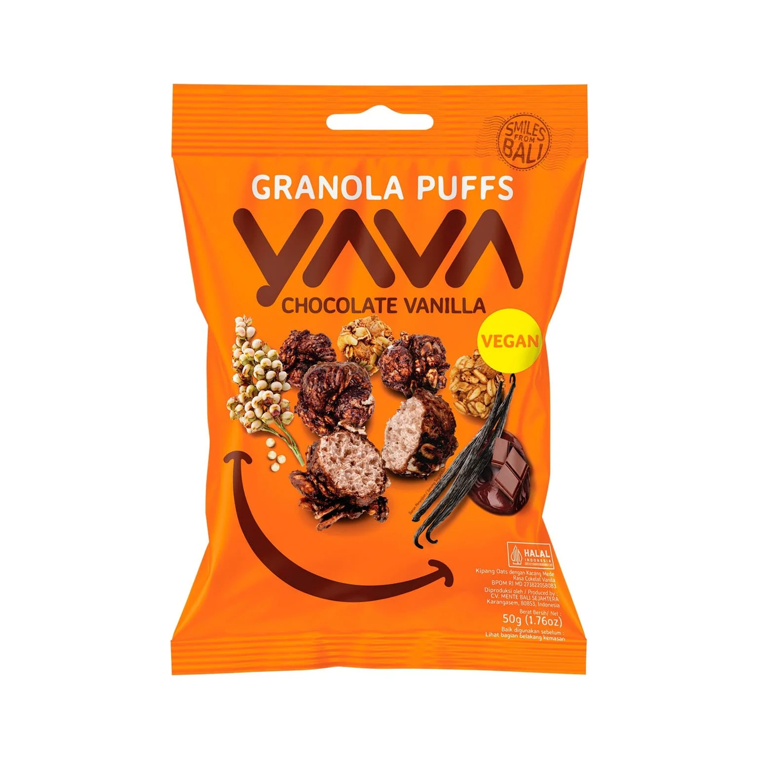 Yava Chocolate Vanilla Granola Puffs 35g, With Rolled Oats & Cacao Powder
