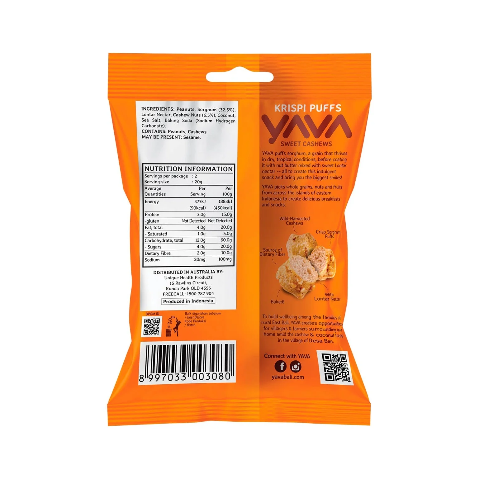 Yava Krispi Puffs 45g, Sweet Cashews Flavour - Image 2