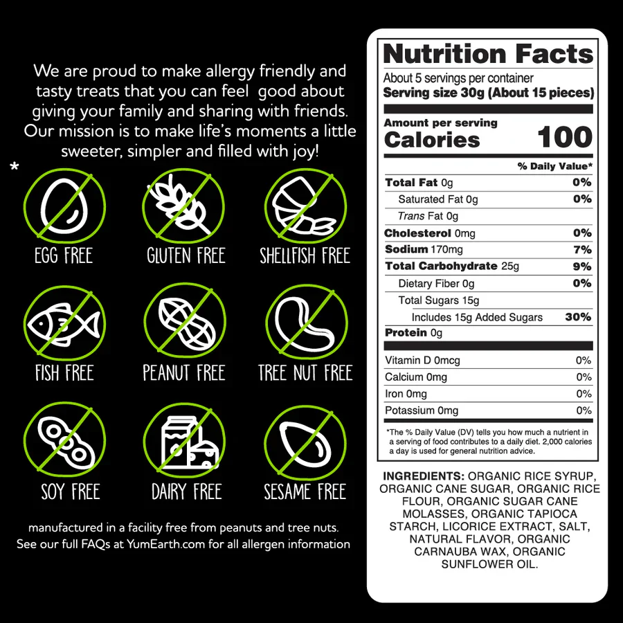Yum Earth Black Licorice 142g, Certified Organic & Gluten Free - Image 3