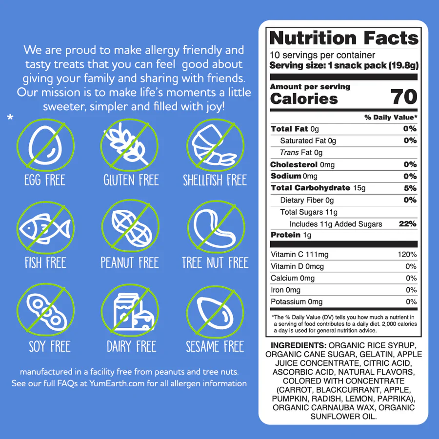 Yum Earth Organic Gummy Bears Single Snack Pack 19.8g Or A Box Of 35, Nut-Free & Gluten-Free - Image 3