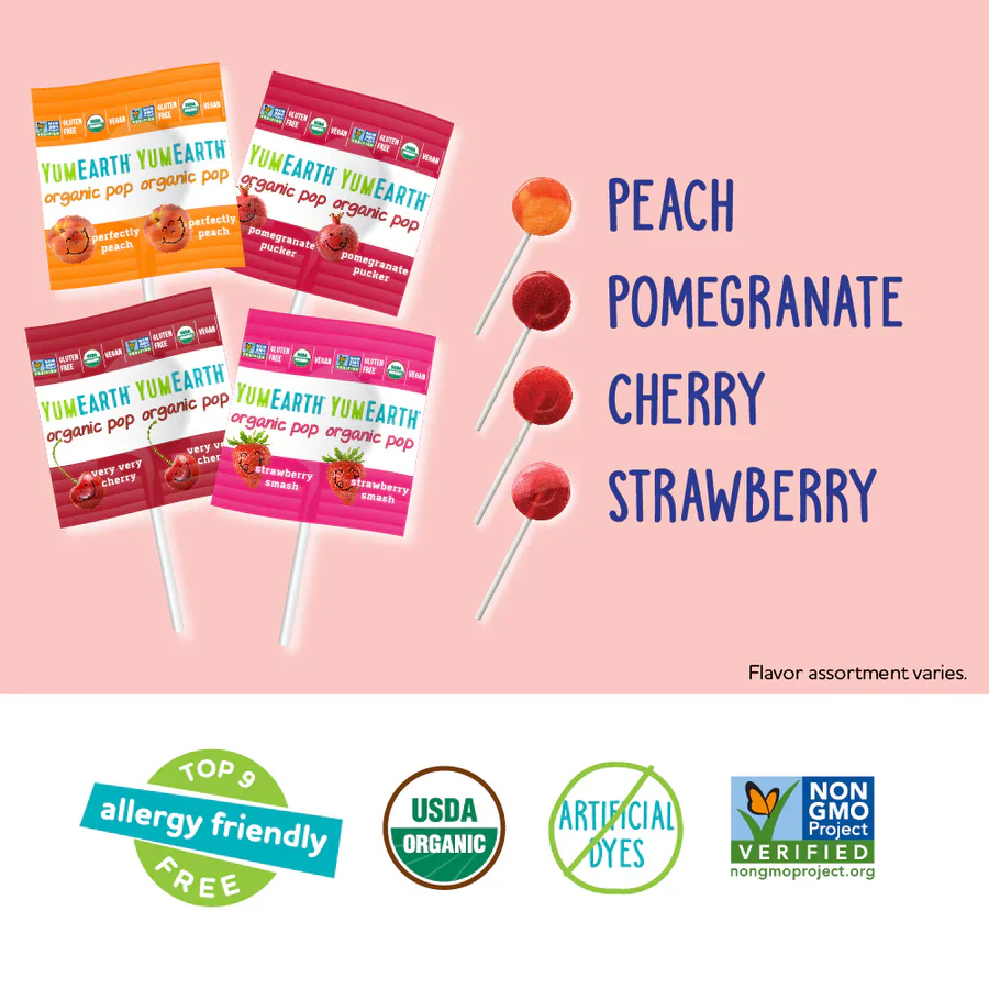 Yum Earth Organic Pops 82g {14 Individually Wrapped Pops}, Naturally Flavoured Gluten-Free & Vegan - Image 2