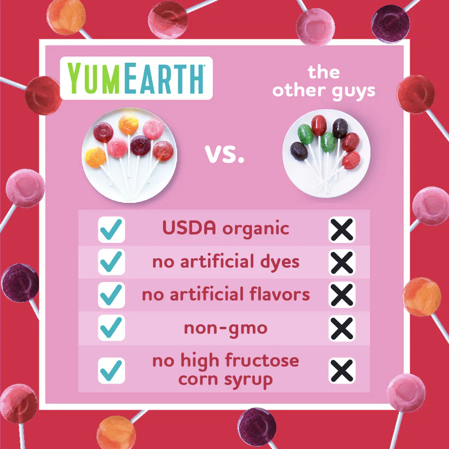 Yum Earth Organic Pops 82g {14 Individually Wrapped Pops}, Naturally Flavoured Gluten-Free & Vegan - Image 4