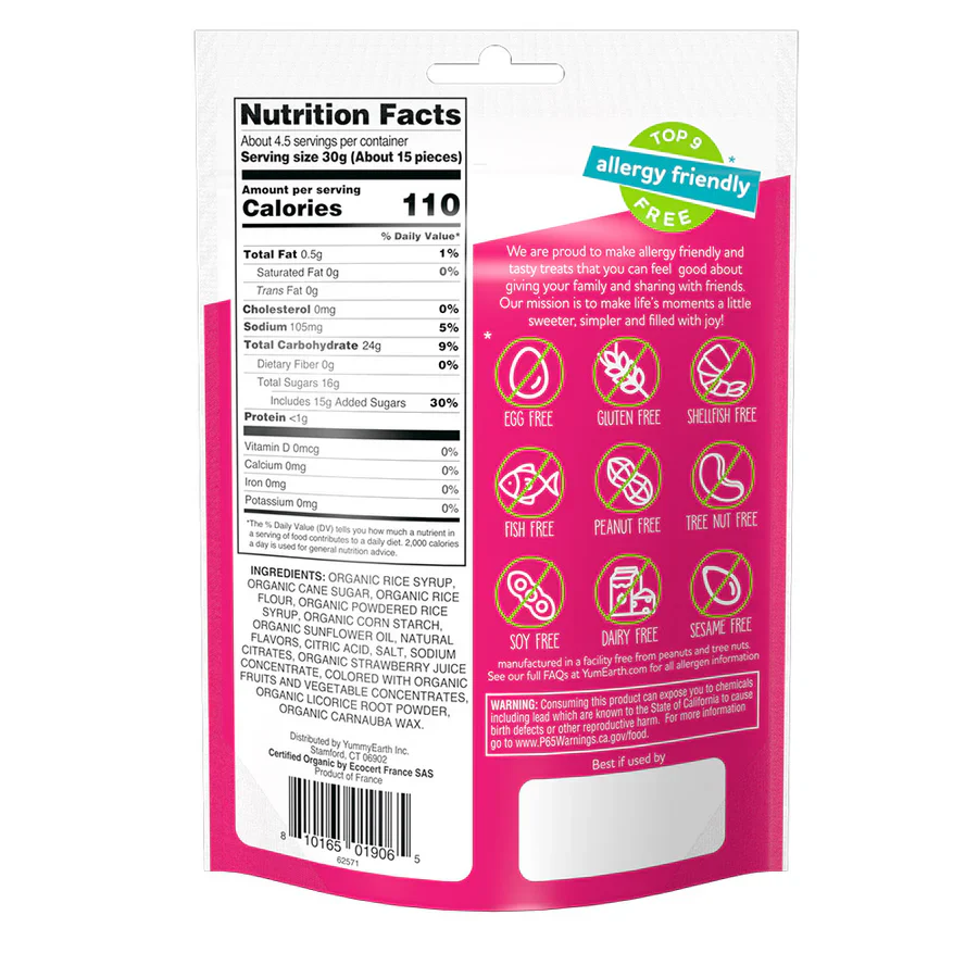Yum Earth Strawberry Licorice 142g, Certified Organic & Gluten Free - Image 3