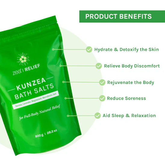 Zea | Relief | Kunzea Bath Salts 800g, For Full-Body Natural Relief - Image 3