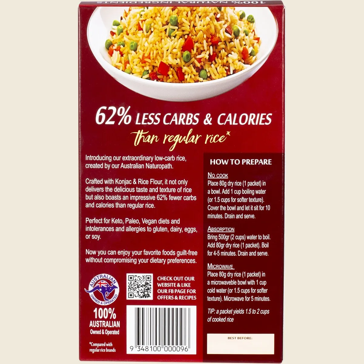 Zero Slim & Healthy Low Carb Rice 160g Or 1kg, Paleo & Keto - Image 3