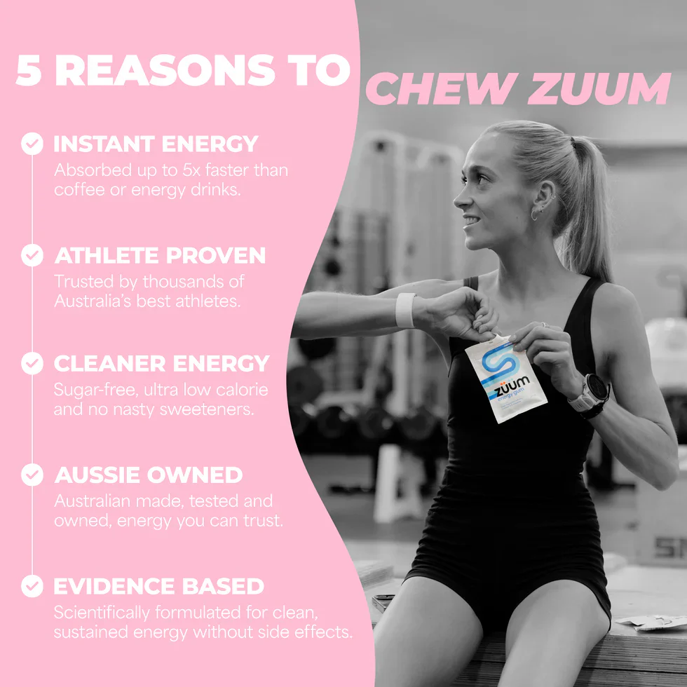 Zuum Clean Caffeine Energy Gum 10 Pieces 23.5g Or A Carton Of 16, Watermelon Flavour - Image 2